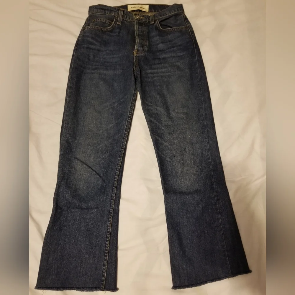 Reformation Mid crop Flare Jeans Women's Color Blue Size 25